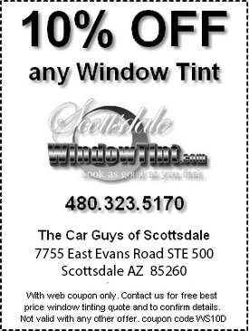 Window Tinting coupon special offer for Scottsdale, AZ
